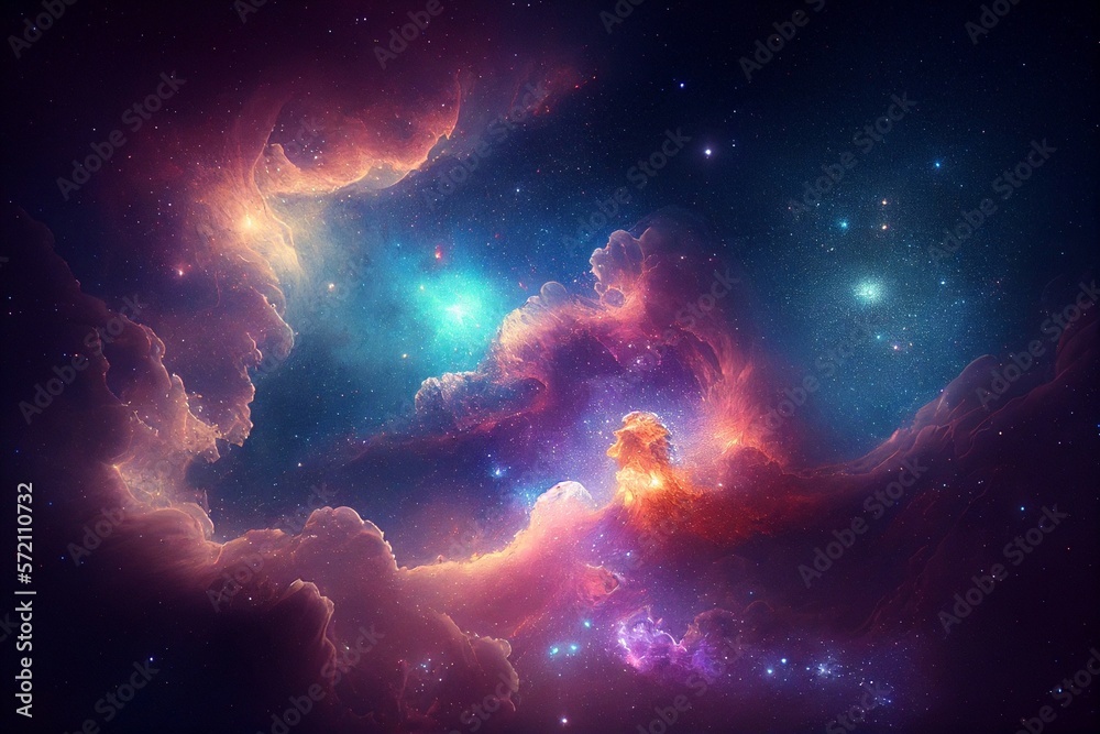 
Space image with speckled and glittering stars, Universe filled with stars, nebula, 