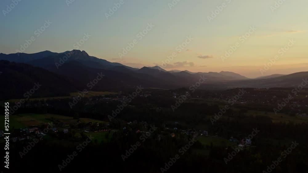 Zakopane Resort Town At The Base Of The Tatras Mountains In Southern Poland. Aerial Shot Zakopane Resort Town At The Base Of The Tatras Mountains In Southern Poland. Aerial Shot