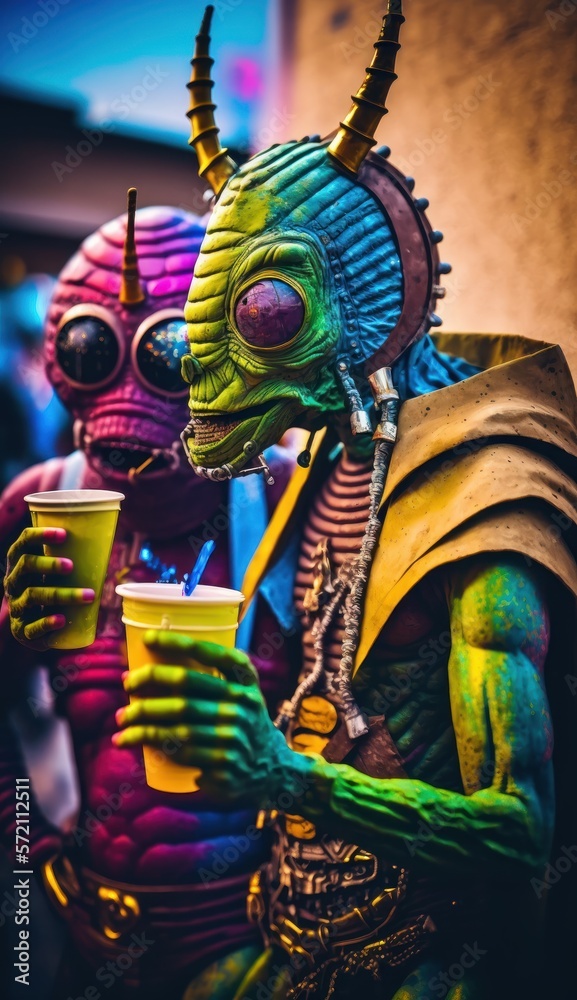 Fototapeta premium aliens drinking, party