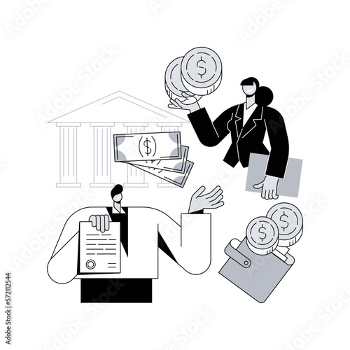 Wage subsidy for business employees abstract concept vector illustration. Small-medium sized business support, keep employees on the payroll, COVID19 crisis layoff, unemployment abstract metaphor. photo