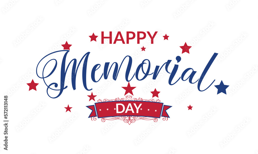 Memorial Day. Remember and honor. Vector illustration Hand drawn text lettering with stars for Memorial Day in USA. Script. Calligraphic design for print greetings card, sale banner, poster. Colorful