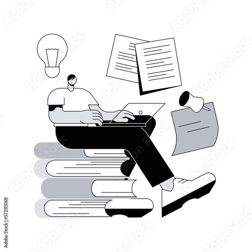 Copywriting abstract concept vector illustration. Commercial journalism, copywriting service, content generation, professional freelance writer, writing article, corporate text abstract metaphor.