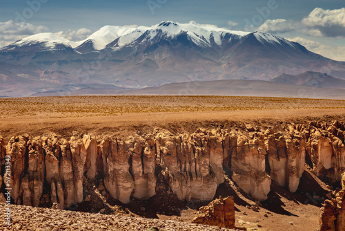 Atacama Desert dramatic volcanic landscape at Sunset, Chile, South America