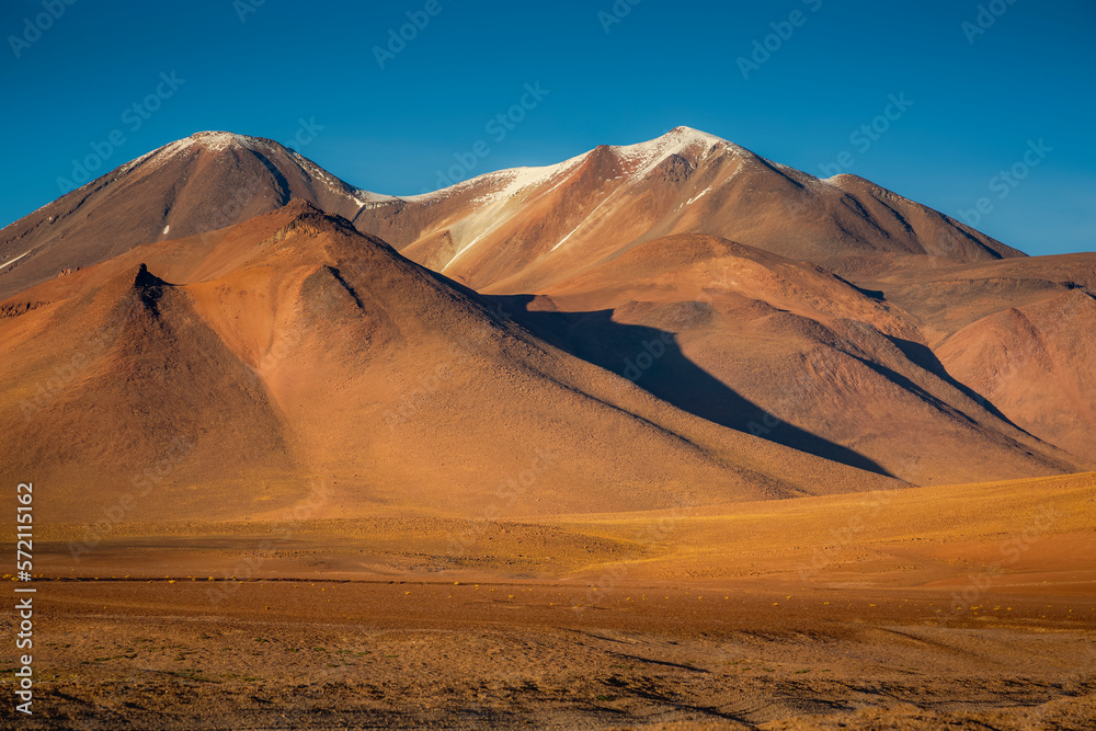 Atacama Desert dramatic volcanic landscape at Sunset, Chile, South America