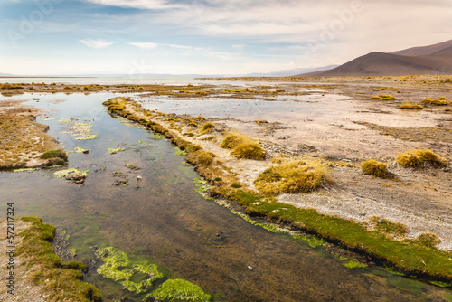 Altiplano volcanic landscape of Potosi Region with lakes and valleys  Bolivia