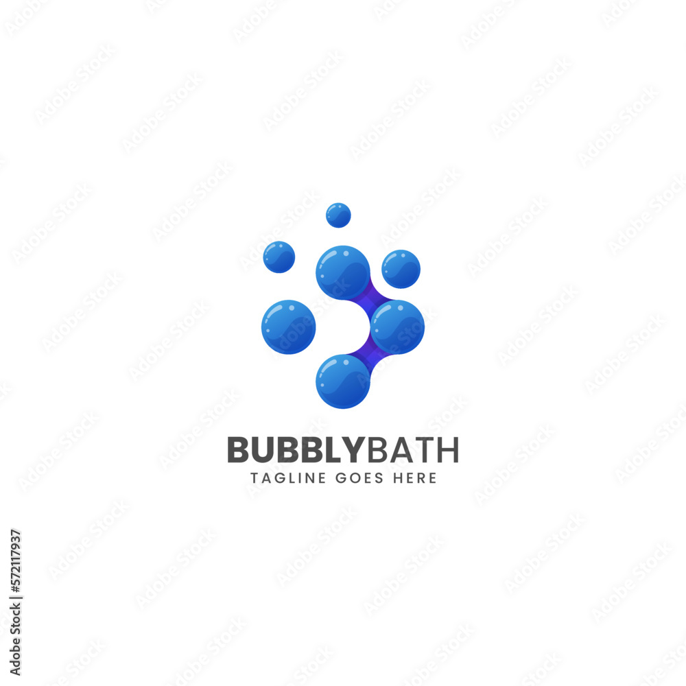 Vector Logo Illustration Bubbly Bath Gradient Colorful Style.