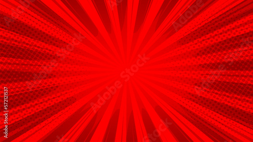 Red comic pop art vintage background with halftone dots