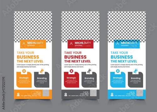 Roll up banner design template, vertical, abstract background, pull up design, modern x-banner, rectangle size.