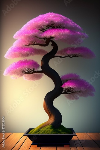 Fantasy tree with colorful leaves, digital painting art illustration