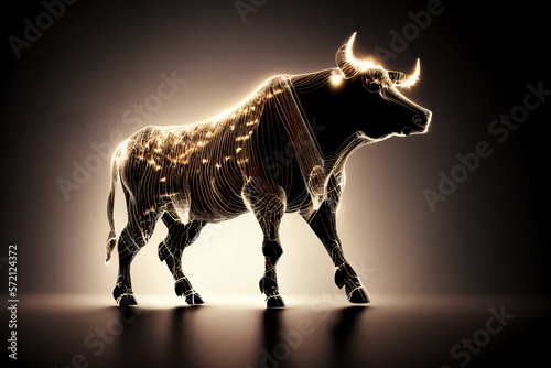 charging bull showing economic growth and recovery, rising stock market, economic boom, bull market, bullish