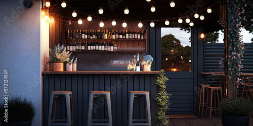 Modern Outdoor Bar, Generative AI © Ed Felumero
