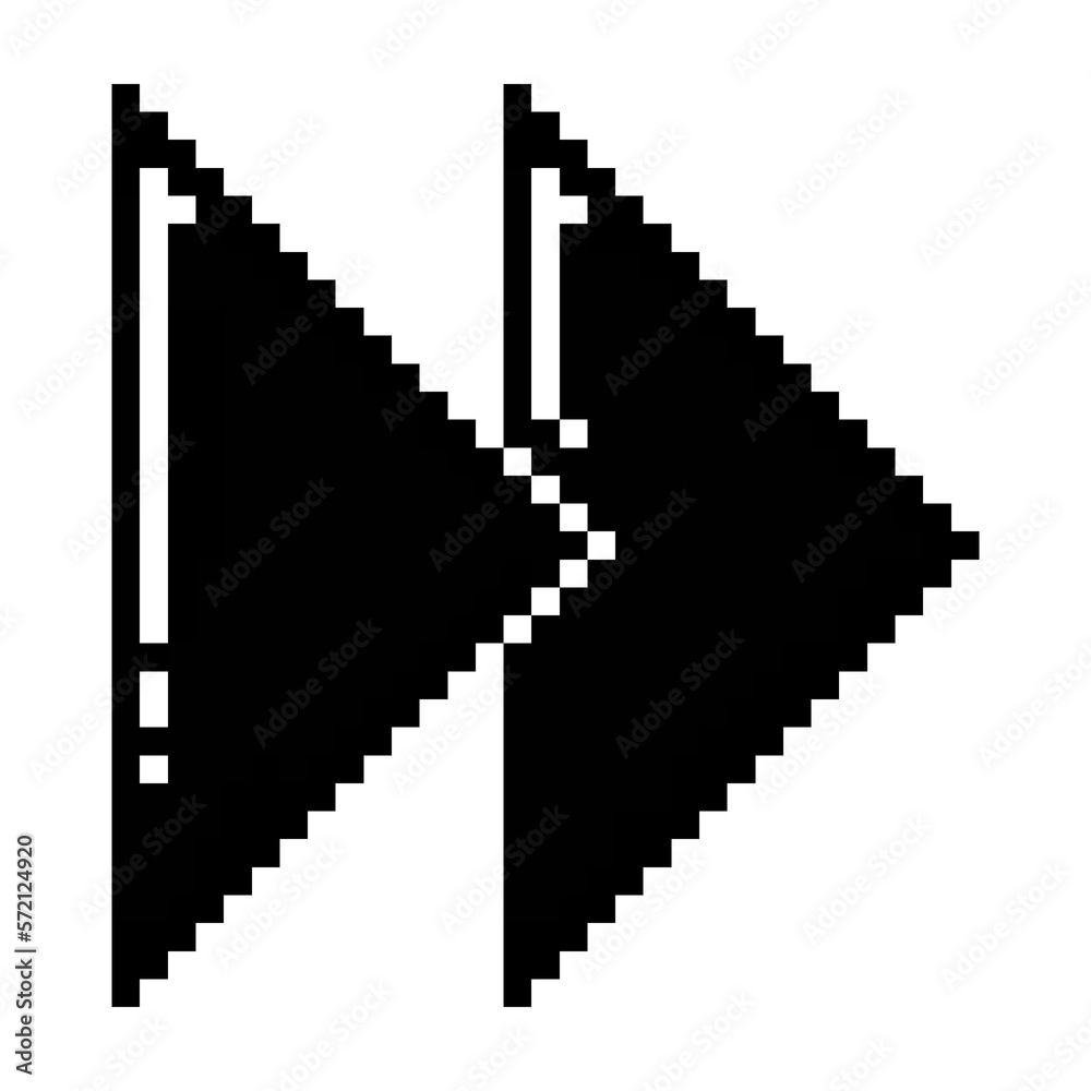 Fast forward button icon black-white vector pixel art icon Fast forward button icon black-white vector pixel art icon