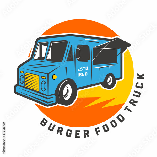 burger food truck logo vector