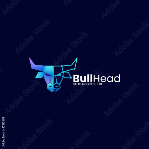 Vector Logo Illustration Bull Head Gradient Colorful Style