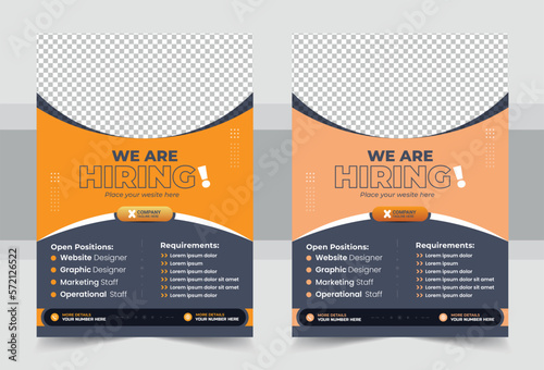 We are hiring flyer design template, Job Vacancy Flyer Template or Job vacancy flyer poster template design, Job offer leaflet template, cover, a4 size, flyer template