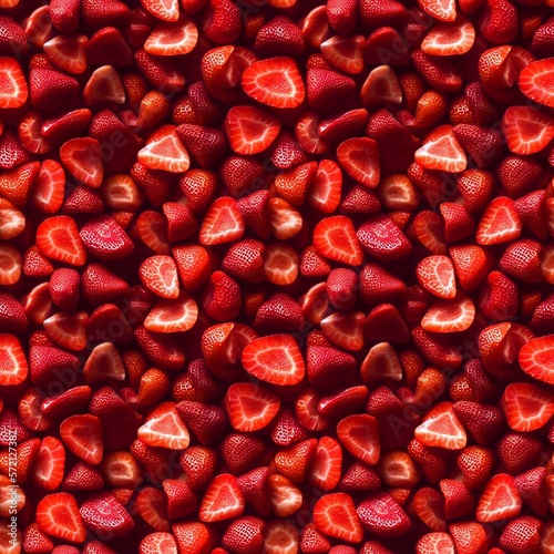 Seamless pattern strawberry texture for your delicious background, Generated AI.