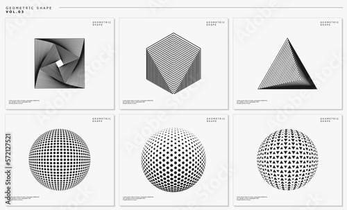 Modern dynamic blend ine abstract shape logo design set