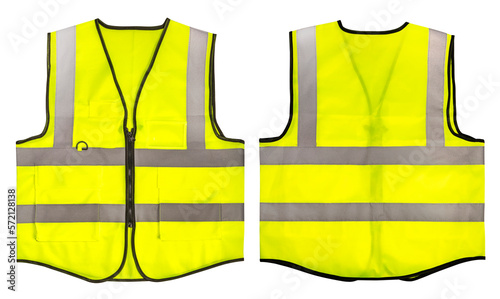 Fotografía Safety Vest Reflective shirt beware, guard, traffic shirt, safety shirt, rescue, police, security shirt isolated on white background, With clipping path