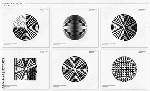 Modern digital line abstract circle logo design set