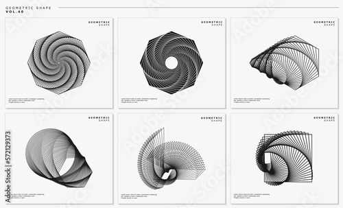 Modern blend line polygonal abstract logo design set