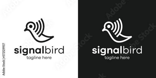 logo design bird and signal wireless network icon vector illustration