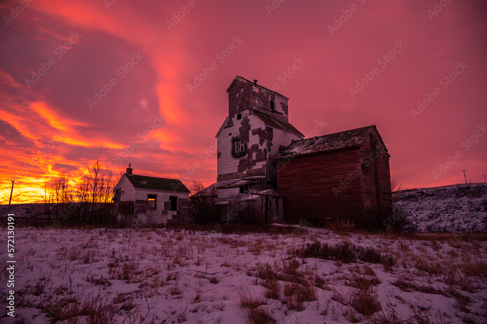 Old abandoned grain elevator on the Canadian prairies.