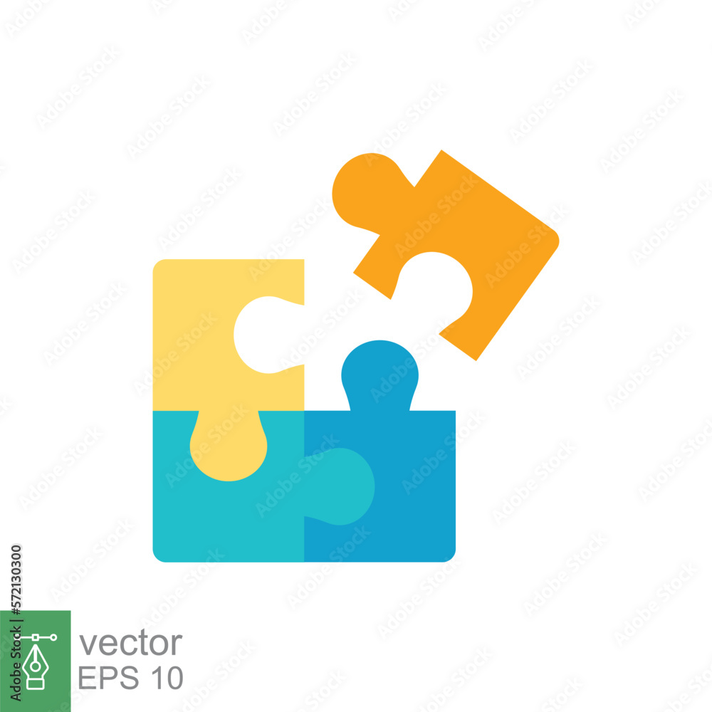 Puzzle jigsaw icon. Simple flat style. Join teamwork, challenge, square, block, combination, problem solving, solution, business concept. Vector illustration isolated on white background. EPS 10. Puzzle jigsaw icon. Simple flat style. Join teamwork, challenge, square, block, combination, problem solving, solution, business concept. Vector illustration isolated on white background. EPS 10.