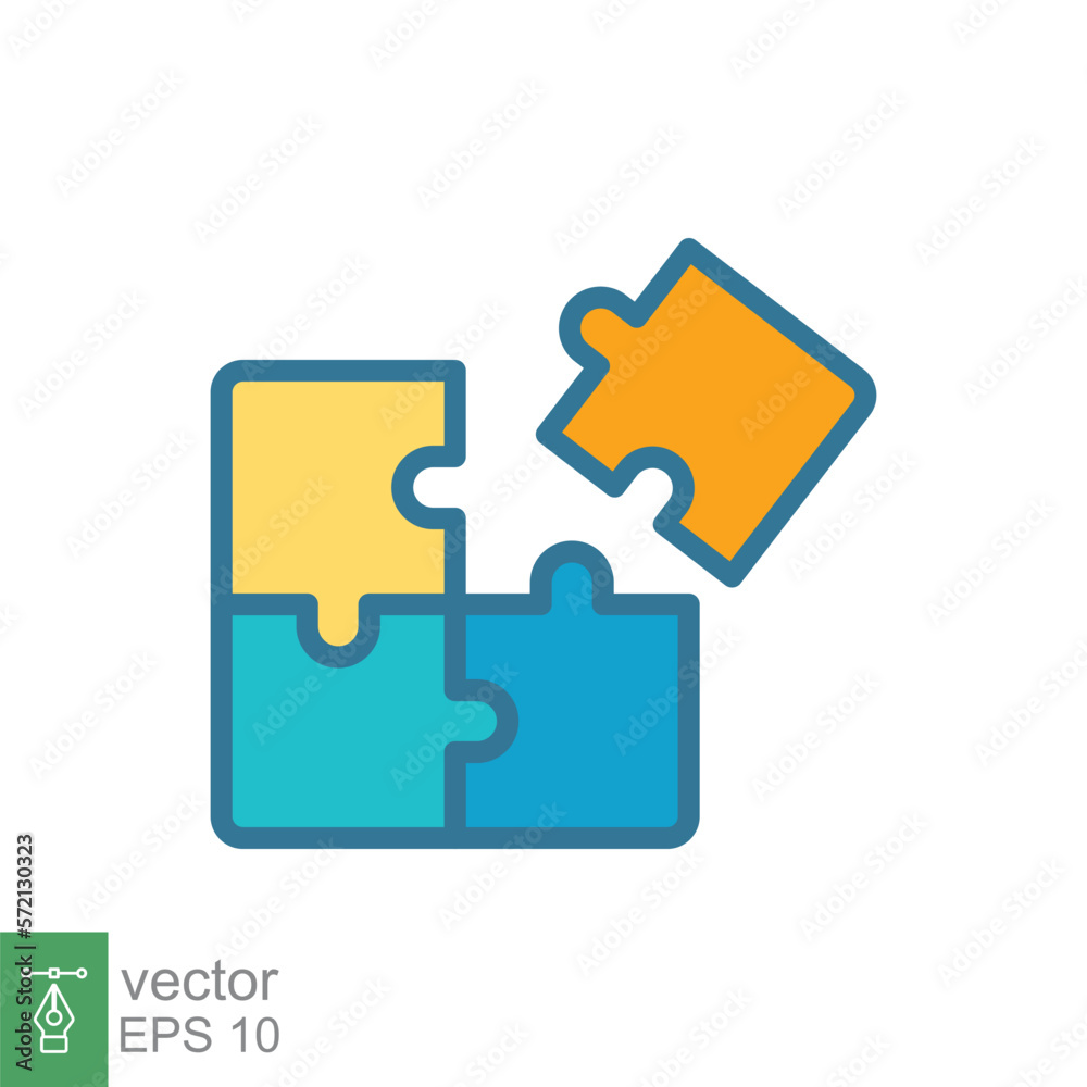 Puzzle jigsaw icon. Simple filled outline style. Join teamwork, challenge, square, block, combination, problem solving, solution, flat symbol. Vector illustration isolated on white background. EPS 10. Puzzle jigsaw icon. Simple filled outline style. Join teamwork, challenge, square, block, combination, problem solving, solution, flat symbol. Vector illustration isolated on white background. EPS 10.