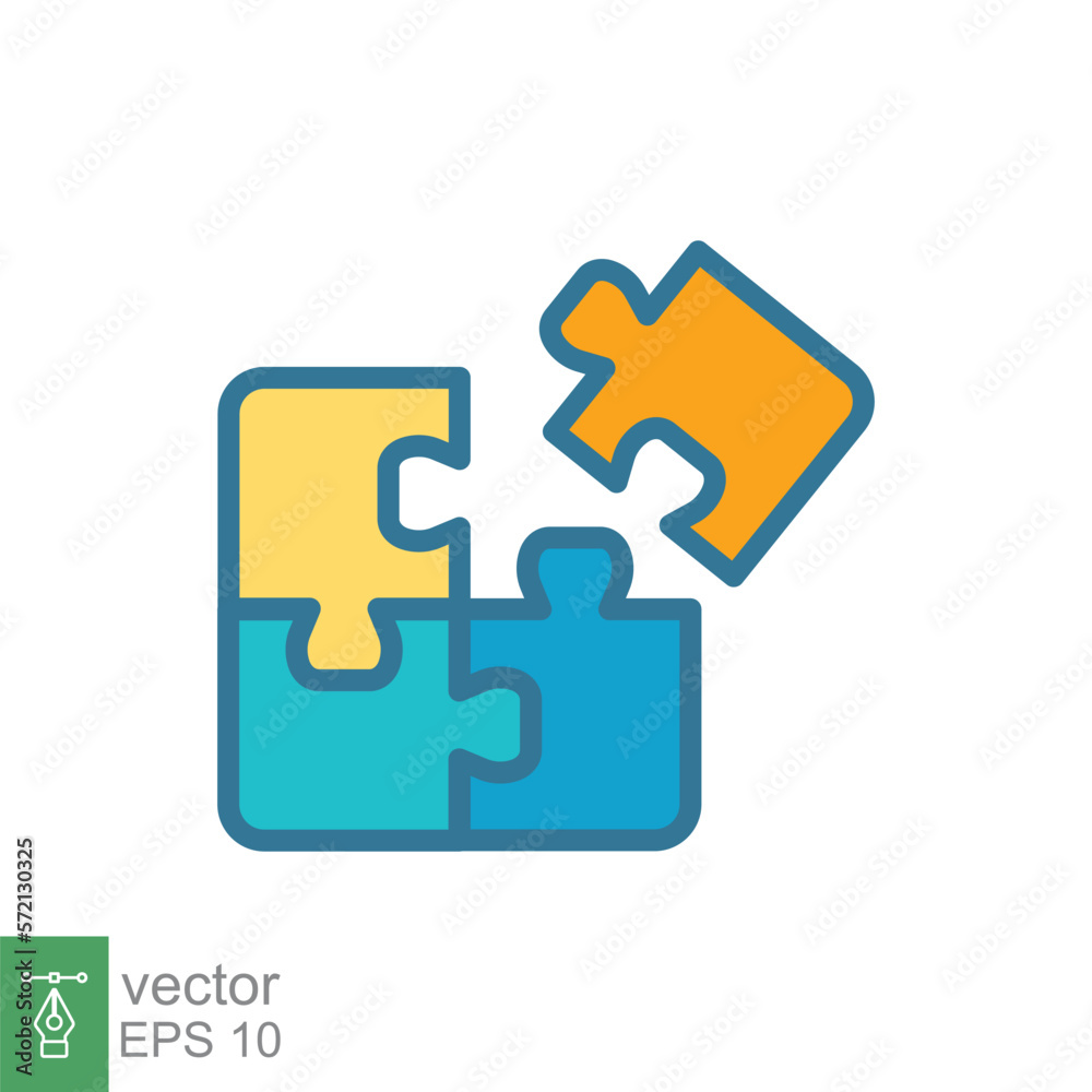 Puzzle jigsaw icon. Simple filled outline style. Join teamwork, challenge, square, block, combination, problem solving, solution, flat symbol. Vector illustration isolated on white background. EPS 10. Puzzle jigsaw icon. Simple filled outline style. Join teamwork, challenge, square, block, combination, problem solving, solution, flat symbol. Vector illustration isolated on white background. EPS 10.