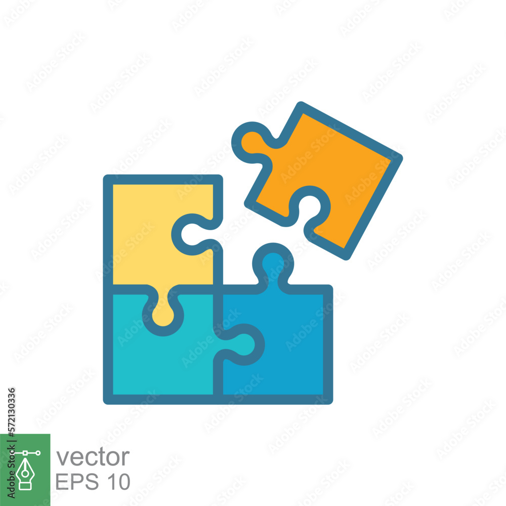 Puzzle jigsaw icon. Simple filled outline style. Join teamwork, challenge, square, block, combination, problem solving, solution, flat symbol. Vector illustration isolated on white background. EPS 10. Puzzle jigsaw icon. Simple filled outline style. Join teamwork, challenge, square, block, combination, problem solving, solution, flat symbol. Vector illustration isolated on white background. EPS 10.