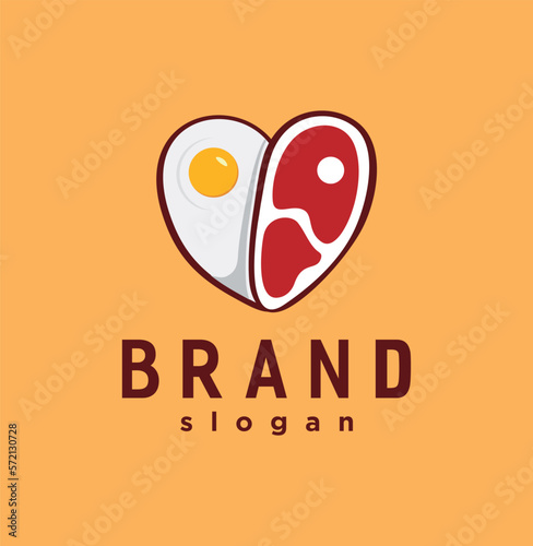 American breakfast logo illustration egg with meat
