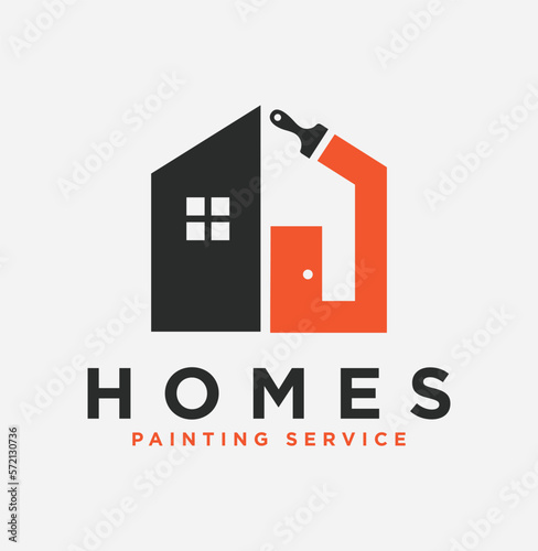 Home paint service logo design template
