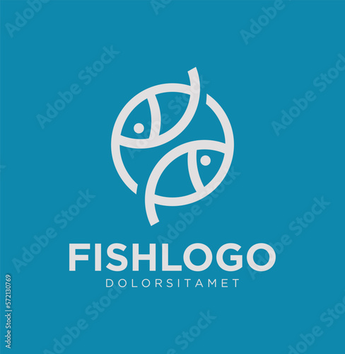 simple monoline two fish mirror logo icon vector inspiration