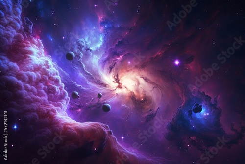 Fotografia purple galaxy universe background, generative ai