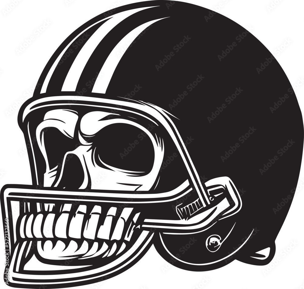 Skull In Football Helmet Monochrome Logo Stock Vector Adobe Stock