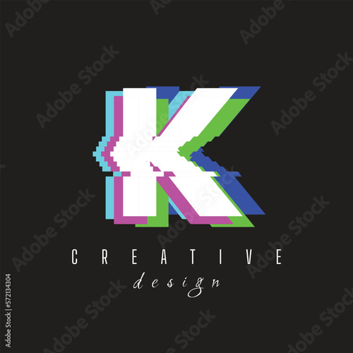 RGB Text K Letter Logo with No signal logo