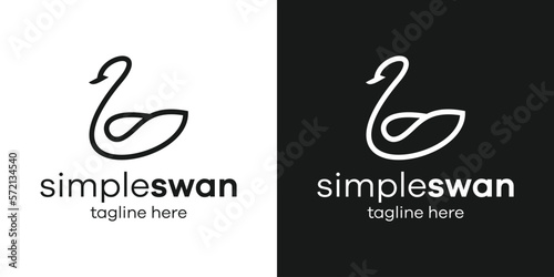 logo design creative line swan icon vector illustration