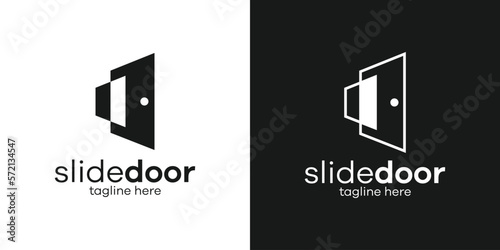 logo design door slide icon vector illustration