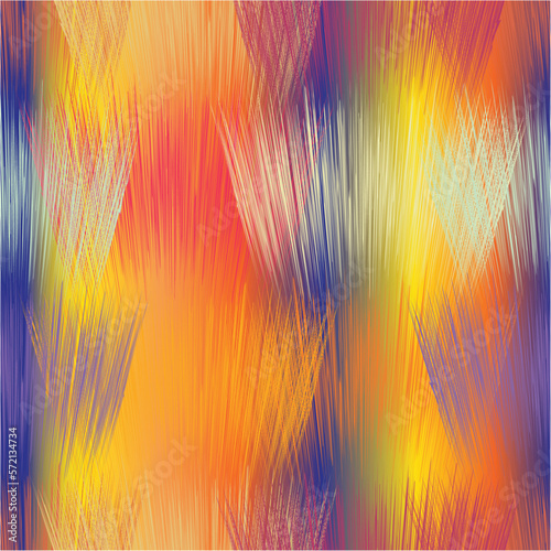 Glowing vivid rainbow seamless vector background with rows of intersecting colorful fan radial elements