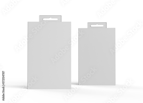 Hanging device cardboard carton box for mockup isolated on white