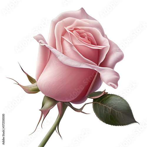 Fototapeta Naklejka Na Ścianę i Meble -  Pink rose isolated on transparent background, close up. PNG, Generative AI