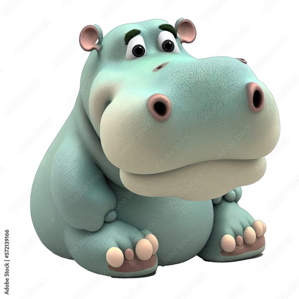 Premium Photo  Fun hippo - 3d illustration