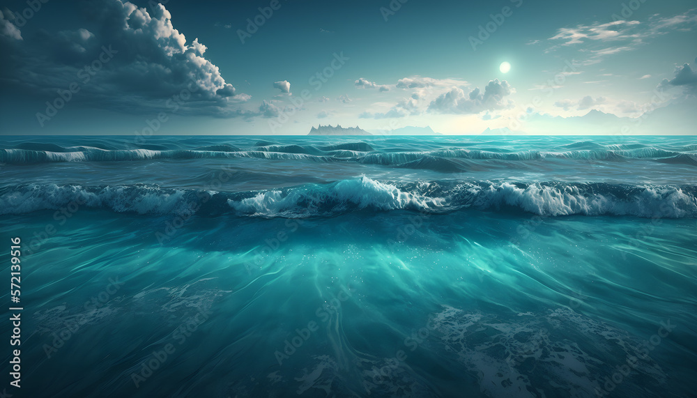 Fototapeta premium Photo of Ocean, Sea Background Texture, Blue Texture, created with Generative AI Technology