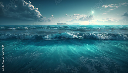 Photo of Ocean, Sea Background Texture, Blue Texture, created with Generative AI Technology © Hornet Graphics