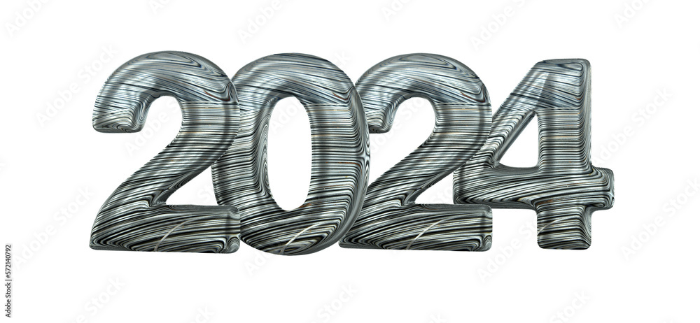 New Year 2024 isolated on a white background. 3d rendering. New Year 2024 isolated on a white background. 3d rendering.