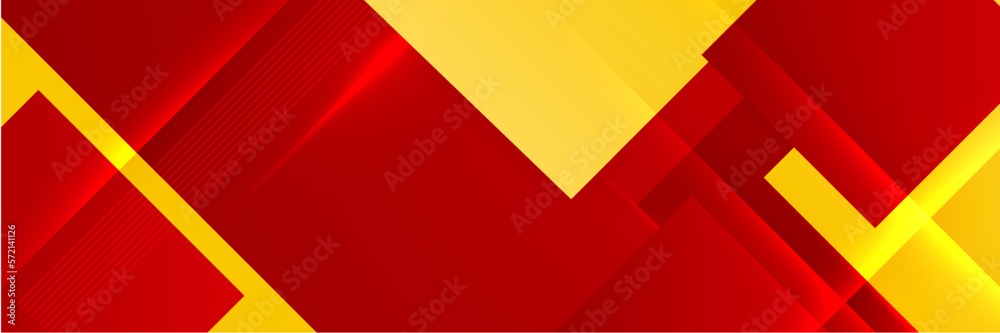 Naklejka premium Modern Red and yellow abstract geometric design banner