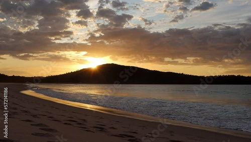 Sunrise morning at Fingal Beach NSW, Australia. Facing shark island photo