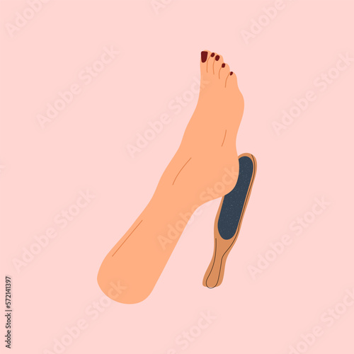 Illustration of woman having peeling feet for her feet in beauty salon