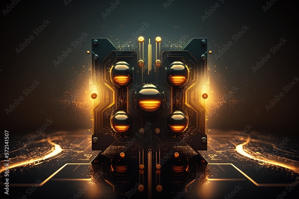 Abstract quantum computing circuit with futuristic design. Created with ...