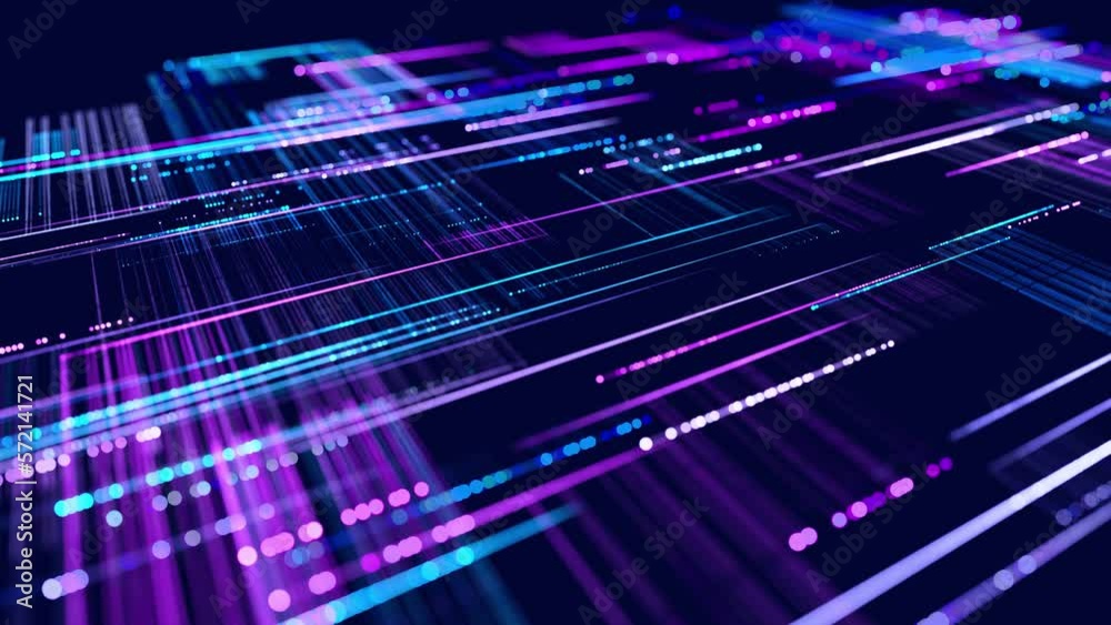 vj loop abstract background. Lines form hologram information blocks, ai construction light grid, info concept lines and nodes. Big data fields. Hi-tech info technology. sci fi theme